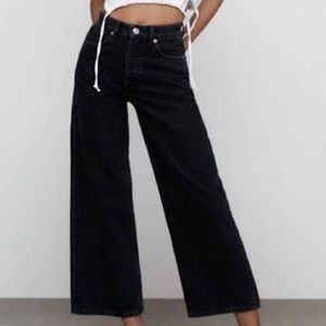 Zara Cropped Wide Leg Jeans in charcoal